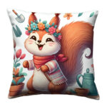Smiling cartoon Squirrel colorful throw pillow (4)