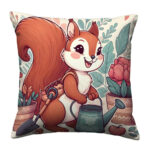 Smiling cartoon Squirrel colorful throw pillow (4)