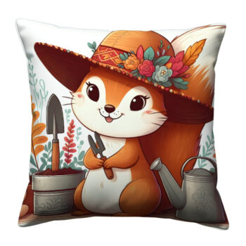 Smiling Cartoon Squirrel Colorful Throw Pillow