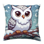 Snowy owl colorful throw pillow (4)