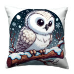 Snowy owl colorful throw pillow (4)