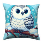 Snowy owl colorful throw pillow (4)