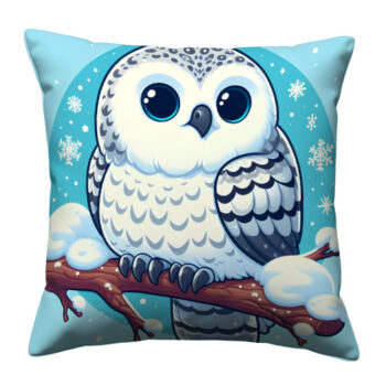 Snowy Owl Colorful Throw Pillow