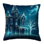 Spooky haunted colorful throw pillow (6)