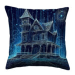 Spooky haunted colorful throw pillow (6)