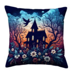 Spooky haunted colorful throw pillow (6)