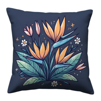 Strelitzia Bouquet Colorful Throw Pillow