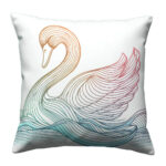 Swan line art colorful throw pillow (4)