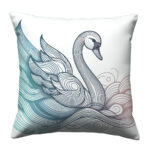 Swan line art colorful throw pillow (4)