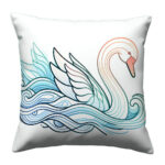 Swan line art colorful throw pillow (4)