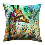 Tribal giraffe colorful throw pillow (3)