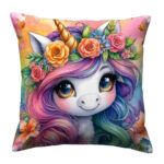 Unicorn Portrait colorful throw pillow (2)