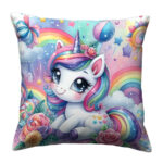 Unicorn Portrait Colorful Throw Pillow