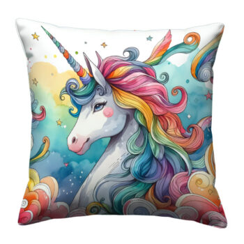 Unicorn Line Colorful Throw Pillow