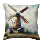 Windmill building colorful throw pillow (2)