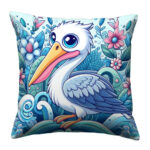 exotic marine pelican bird colorful throw pillow (3)