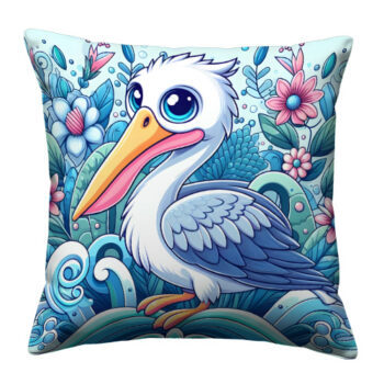 Exotic Marine Pelican Bird Colorful Throw Pillow