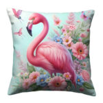 pink flamingo with flowersset colorful throw pillow (3)