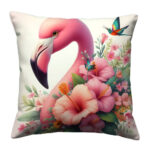 pink flamingo with flowersset colorful throw pillow (3)