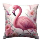 pink flamingo with flowersset colorful throw pillow (3)